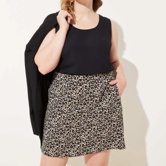 LOFT Dresses & Skirts - LOFT Plus Leopard Print Mini Skirt Pockets Size 18 EUC L1389